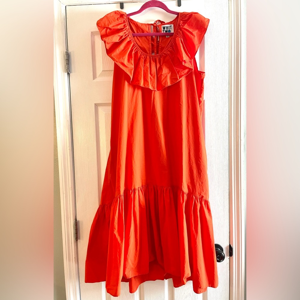 Orange midi flutter dress size M